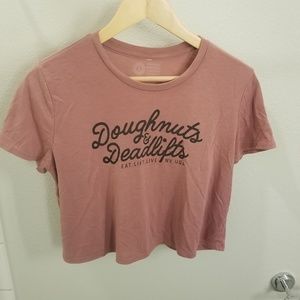 Doughnuts & Deadlifts Crop Top Size Medium